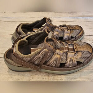 OrthoFeet Women's •Size 8• Verona Fisherman Sandals Pewter Leather Comfortable